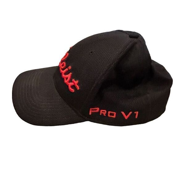 Titleist Tour‎ Performance Golf Cap Black/Red Embroidered Logos L/XL fitted - Picture 2 of 6